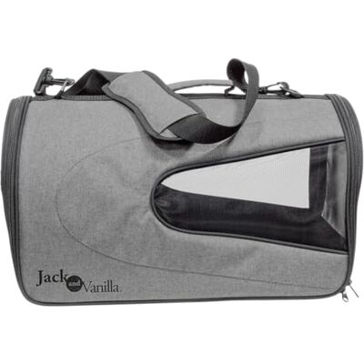 JACK AND VANILLA , Transporteur pour Animaux de Compagnie 26x46x27 cm, Tissu résistant et imperméable, Ventilation optimale, Design Moderne, Gris/Noir, Modèle Travel JACK AND VANILLA , Transporteur pour Animaux de Compagnie 26x46x27 cm, Tissu résistant et imperméable, Ventilation optimale, Design Moderne, Gris/Noir, Modèle Travel
