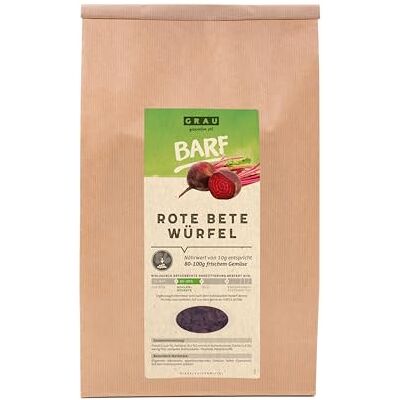 Grau – L'original – Légumes secs pour chiens – Cubes de betteraves rouges, 1 paquet (1 x 1,2 kg), complément alimentaire pour chien Grau – L'original – Légumes secs pour chiens – Cubes de betteraves rouges, 1 paquet (1 x 1,2 kg), complément alimentaire pour chien