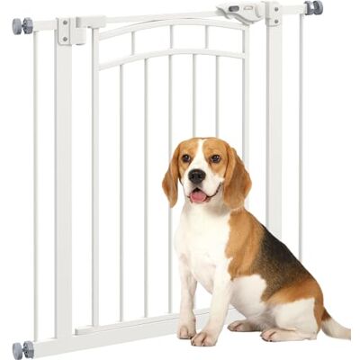 Pawhut Barrière de sécurité pour Chien Extensible 74-80 cm, Double Verrouillage, Fermeture Automatique, barrière d'escalier à Fixation par Pression sans percer, Hauteur 76 cm, Blanc Pawhut Barrière de sécurité pour Chien Extensible 74-80 cm, Double Verrouillage, Fermeture Automatique, barrière d'escalier à Fixation par Pression sans percer, Hauteur 76 cm, Blanc