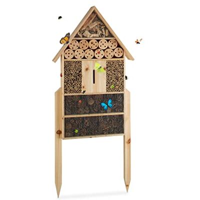 Relaxdays Hôtel à insectes sur pied nature XXL abri refuge nichoir maison abeille papillon coccinelles HxlxP: 79 x 49 x 13 cm, nature Relaxdays Hôtel à insectes sur pied nature XXL abri refuge nichoir maison abeille papillon coccinelles HxlxP: 79 x 49 x 13 cm, nature