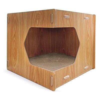 Record – Griffoir pour chats Loft – Structure en bois et carton avec Catnip – Forme cubique avec entrée d'angle – Dimensions 40 x 40 x 35h – Niche confortable pour chats Record – Griffoir pour chats Loft – Structure en bois et carton avec Catnip – Forme cubique avec entrée d'angle – Dimensions 40 x 40 x 35h – Niche confortable pour chats