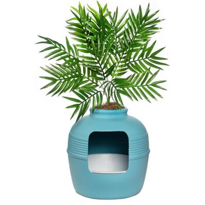 Good Pet Stuff , Bac à litière caché original et trousse essentielle réutilisable pour chat avec plantes artificielles, système de filtre à odeurs au carbone, facile à nettoyer, bleu des Caraïbes Good Pet Stuff , Bac à litière caché original et trousse essentielle réutilisable pour chat avec plantes artificielles, système de filtre à odeurs au carbone, facile à nettoyer, bleu des Caraïbes