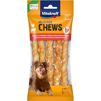 Vitakraft Chews Friandises pour chien Rouleau à mâcher en peau de bœuf séchée Enrobé de viande de poulet maigre Faible en gras Pour chiens de taille moyenne (1 x 5 pièces) Vitakraft Chews Friandises pour chien Rouleau à mâcher en peau de bœuf séchée Enrobé de viande de poulet maigre Faible en gras Pour chiens de taille moyenne (1 x 5 pièces)