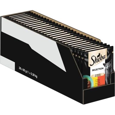 Sheba Selection Nourriture humide pour chat dans un sachet portion avec poulet et bœuf en sauce 28 x 85 g Sheba Selection Nourriture humide pour chat dans un sachet portion avec poulet et bœuf en sauce 28 x 85 g