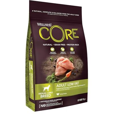 Wellness CORE Low Fat 10 kg, Dinde – Croquettes Pour Chiens Moyens/Grands, Sans Céréales, Naturelles, Hypoallergénique, Riche en protéines, À Haute Teneur en Viande, Aide au Maintien d’un Poids Sain Wellness CORE Low Fat 10 kg, Dinde – Croquettes Pour Chiens Moyens/Grands, Sans Céréales, Naturelles, Hypoallergénique, Riche en protéines, À Haute Teneur en Viande, Aide au Maintien d’un Poids Sain