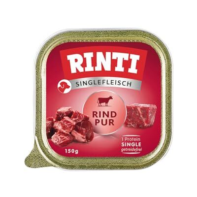 Rinti Viande unique Nourriture humide pour chiens sensibles et adultes avec 100% de viande de bœuf. Aliment complet en bols sans céréales, glucides et additifs artificiels 10 x 150 g de bœuf Rinti Viande unique Nourriture humide pour chiens sensibles et adultes avec 100% de viande de bœuf. Aliment complet en bols sans céréales, glucides et additifs artificiels 10 x 150 g de bœuf