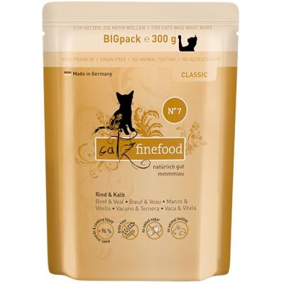 Catz finefood Nourriture humide classique n° 7 pour chat Sans céréales et sans sucre Haute teneur en viande 300 g Catz finefood Nourriture humide classique n° 7 pour chat Sans céréales et sans sucre Haute teneur en viande 300 g