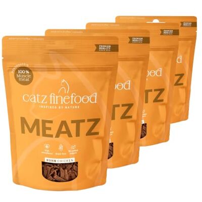 Catz finefood Meatz Friandises pour chat au poulet n° 3 – Bandes de viande croustillantes, viande de poulet grillée avec biotine pour pelage complet – Friandises pour chat sans sucre, sans céréales (4 Catz finefood Meatz Friandises pour chat au poulet n° 3 – Bandes de viande croustillantes, viande de poulet grillée avec biotine pour pelage complet – Friandises pour chat sans sucre, sans céréales (4