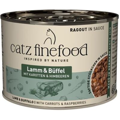 Catz finefood Ragout Lot de 6 boîtes de 190 g de nourriture humide pour chat en sauce sans céréales ni sucre avec haute teneur en viande Catz finefood Ragout Lot de 6 boîtes de 190 g de nourriture humide pour chat en sauce sans céréales ni sucre avec haute teneur en viande