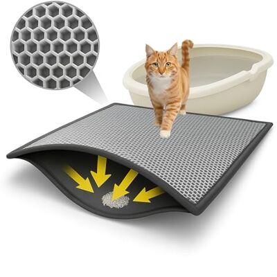 BYPET Tapis de litière pour chat 30 x 40 cm, Tapis de litière pour chat Design nid d'abeille Imperméable Double couche Gris (Gris3040) BYPET Tapis de litière pour chat 30 x 40 cm, Tapis de litière pour chat Design nid d'abeille Imperméable Double couche Gris (Gris3040)