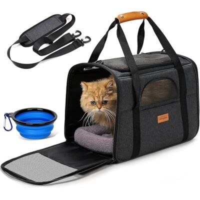 Morpilot Transporteur pour chat avec côtés souples pour chats de grande taille et moyenne jusqu'à 9 kg, transporteur pour animaux de compagnie avec fermetures éclair de sécurité Morpilot Transporteur pour chat avec côtés souples pour chats de grande taille et moyenne jusqu'à 9 kg, transporteur pour animaux de compagnie avec fermetures éclair de sécurité