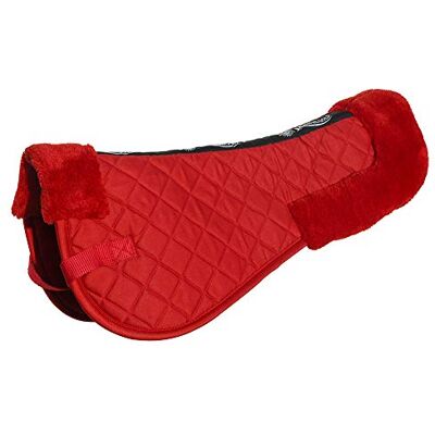 Rhinegold Tapis de selle d'équitation de luxe en coton avec fausse fourrure, bords coupés et sangles de rechange pour cheval – Numnahs pour chevaux et poneys Rhinegold Tapis de selle d'équitation de luxe en coton avec fausse fourrure, bords coupés et sangles de rechange pour cheval – Numnahs pour chevaux et poneys