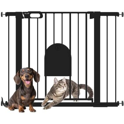 Pawhut Barrière de Sécurité Animaux de 76H cm avec Porte 75 à 103 cm Noir Barrière Chien Chat, Système de Double Verrouillage, Fixation par Pression, Acier et ABS Pawhut Barrière de Sécurité Animaux de 76H cm avec Porte 75 à 103 cm Noir Barrière Chien Chat, Système de Double Verrouillage, Fixation par Pression, Acier et ABS