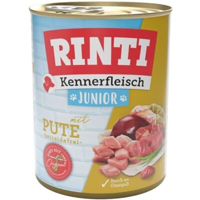 Rinti Kennerfleisch Junior Nourriture humide avec 70% de viande pour chiens en croissance Nourriture complète sans céréales en boîte sans soja, colorants et conservateurs 12 x 800 g de dinde Rinti Kennerfleisch Junior Nourriture humide avec 70% de viande pour chiens en croissance Nourriture complète sans céréales en boîte sans soja, colorants et conservateurs 12 x 800 g de dinde