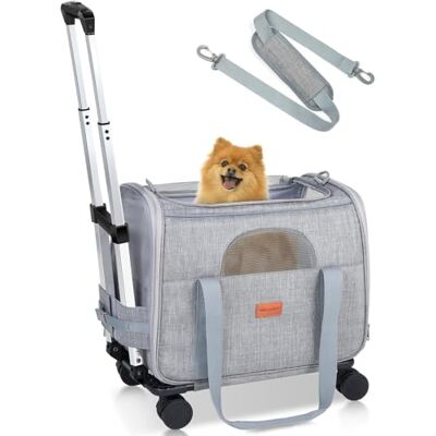 Morpilot Sac de transport pour chat à roulettes, pliable, avec roulettes, pour petits chiens Morpilot Sac de transport pour chat à roulettes, pliable, avec roulettes, pour petits chiens