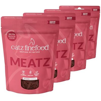 Catz finefood Meatz Friandises pour chat cheval n° 15 – Bandes croustillantes 100% viande de cheval – Friandises pour chat pour les personnes allergiques sans sucre, sans céréales (4 x 45 g) Catz finefood Meatz Friandises pour chat cheval n° 15 – Bandes croustillantes 100% viande de cheval – Friandises pour chat pour les personnes allergiques sans sucre, sans céréales (4 x 45 g)