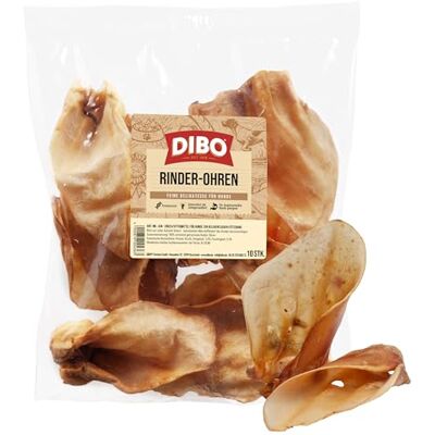 DIBO Oreilles de bœuf, sachet de 10, la petite friandise ou friandise naturelle à mâcher pour l'entre-deux, nourriture pour chien, article à mâcher de qualité sans produits chimiques DIBO Oreilles de bœuf, sachet de 10, la petite friandise ou friandise naturelle à mâcher pour l'entre-deux, nourriture pour chien, article à mâcher de qualité sans produits chimiques