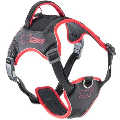 Ferplast Genius Harnais pour chien de grande taille, réfléchissant, respirant, réglable, fermeture rapide, harnais pour chien avec poignée, rouge Ferplast Genius Harnais pour chien de grande taille, réfléchissant, respirant, réglable, fermeture rapide, harnais pour chien avec poignée, rouge