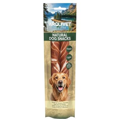 Arquivet Friandises pour chiens (lot de 12) Twister au bœuf et à la morue 24 cm 150 g, Friandises naturelles pour chiens Arquivet Friandises pour chiens (lot de 12) Twister au bœuf et à la morue 24 cm 150 g, Friandises naturelles pour chiens