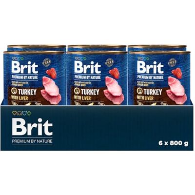 Brit Premium by Nature Nourriture humide pour chien adulte dinde avec foie 6 x 800 g Brit Premium by Nature Nourriture humide pour chien adulte dinde avec foie 6 x 800 g