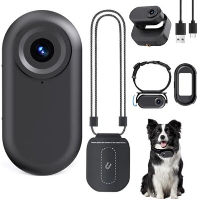 ZOMFOM Mini caméra portable avec écran 3,7 cm 1080p pour le corps / le sport / les animaux de compagnie, double batterie avec compartiment magnétique et compartiment à batterie, collier pour chien ZOMFOM Mini caméra portable avec écran 3,7 cm 1080p pour le corps / le sport / les animaux de compagnie, double batterie avec compartiment magnétique et compartiment à batterie, collier pour chien