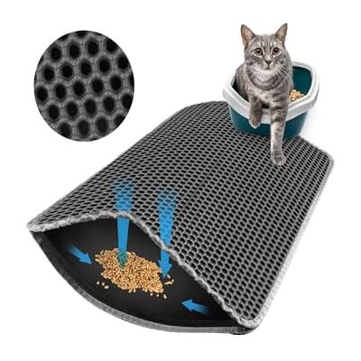 NVIYAM Tapis de litière pour chat 60 x 40 cm Double couche imperméable Nid d'abeille Tapis de litière pour chat Pour le contrôle de la litière Gris mat Tapis de litière pour chat pour toilettes NVIYAM Tapis de litière pour chat 60 x 40 cm Double couche imperméable Nid d'abeille Tapis de litière pour chat Pour le contrôle de la litière Gris mat Tapis de litière pour chat pour toilettes