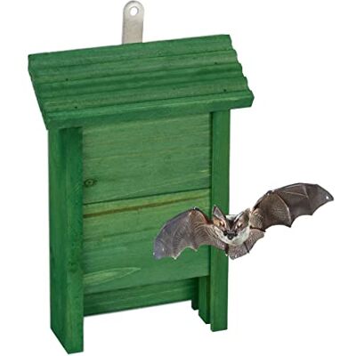 Relaxdays Hôtel de chauve-souris en bois vert 29 x 18 x 6 cm Relaxdays Hôtel de chauve-souris en bois vert 29 x 18 x 6 cm