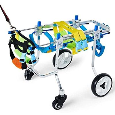 NEDOES Fauteuil roulant pour chien, fauteuil roulant pour chien, réglable, 4 roues, cadre de marche, pattes arrière, harnais de mobilité, rééducation (XSw) NEDOES Fauteuil roulant pour chien, fauteuil roulant pour chien, réglable, 4 roues, cadre de marche, pattes arrière, harnais de mobilité, rééducation (XSw)