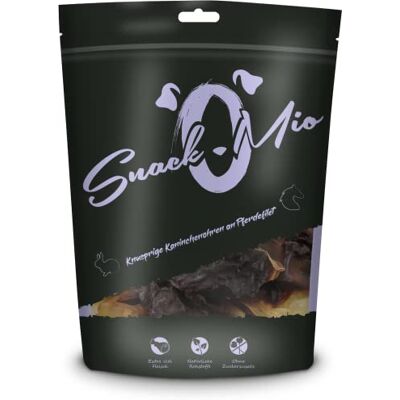 SNACKOMIO Premium snack pour chiens Oreilles de lapin croustillantes au filet de cheval, sans céréales, 1 paquet (1 x 70g) SNACKOMIO Premium snack pour chiens Oreilles de lapin croustillantes au filet de cheval, sans céréales, 1 paquet (1 x 70g)