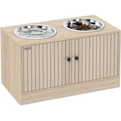 Pawhut Gamelles pour Chiens surélevées, Porte-gamelles surélevé avec Rangement de 40L, 2 Bols en Acier Inoxydable de 2L, Alimentation Lente, antidérapante, Convient aux Grands Chiens, chêne Pawhut Gamelles pour Chiens surélevées, Porte-gamelles surélevé avec Rangement de 40L, 2 Bols en Acier Inoxydable de 2L, Alimentation Lente, antidérapante, Convient aux Grands Chiens, chêne