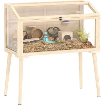 Pawhut Cage hamster en bois Toit Ouvrable 110x52x101cm Effet Bois Naturel Pawhut Cage hamster en bois Toit Ouvrable 110x52x101cm Effet Bois Naturel