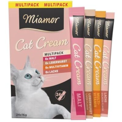 Miamor Cat Snack (Cream) Multipack Collation savoureuse pour gâter les chats adultes. Aliments complémentaires dans un sachet portionnaire sans sucre ni additifs artificiels 4 x 24 x 16 g Miamor Cat Snack (Cream) Multipack Collation savoureuse pour gâter les chats adultes. Aliments complémentaires dans un sachet portionnaire sans sucre ni additifs artificiels 4 x 24 x 16 g