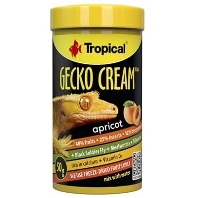 Tropical GECKO CREAM APRICOT 100ML / 50G Abricot Nourriture pour Geckos ciliés et autres lézards Tropical GECKO CREAM APRICOT 100ML / 50G Abricot Nourriture pour Geckos ciliés et autres lézards