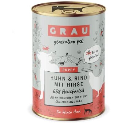 Grau – das Original – Nassfutter für Hunde Puppy Huhn & Rind mit Hirse, 6er Pack (6 x 400 g), glutenfrei, für deinen Welpen Grau – das Original – Nassfutter für Hunde Puppy Huhn & Rind mit Hirse, 6er Pack (6 x 400 g), glutenfrei, für deinen Welpen