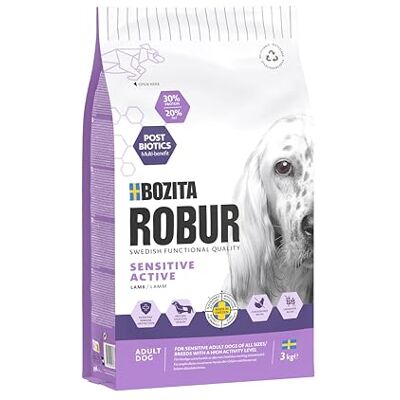 Bozita ROBUR Sensitive Grain Free Active Agneau Nourriture sèche pour chien 3 kg avec beaucoup de protéines, d'agneau et de postbiotiques pour chiens actifs et sportifs Bozita ROBUR Sensitive Grain Free Active Agneau Nourriture sèche pour chien 3 kg avec beaucoup de protéines, d'agneau et de postbiotiques pour chiens actifs et sportifs