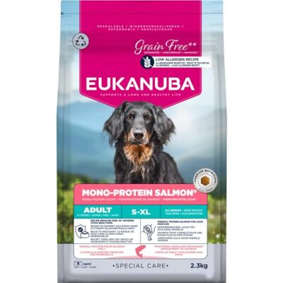 Eukanuba Nourriture sèche pour chien mono-protéinée au saumon Special Care avec seulement du saumon comme protéines animales Formule à faible teneur en allergènes 2,3 kg Eukanuba Nourriture sèche pour chien mono-protéinée au saumon Special Care avec seulement du saumon comme protéines animales Formule à faible teneur en allergènes 2,3 kg
