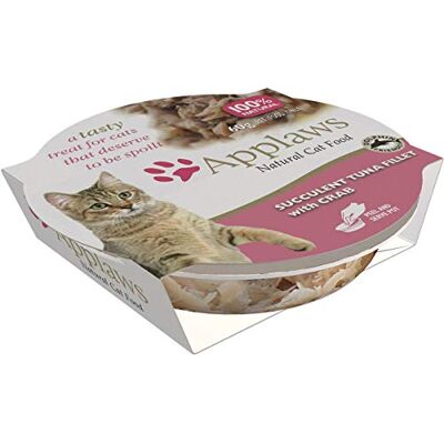 Applaws Lot de 10 pots de thon succulent pour chat avec crabe, 60 g, transparent Applaws Lot de 10 pots de thon succulent pour chat avec crabe, 60 g, transparent