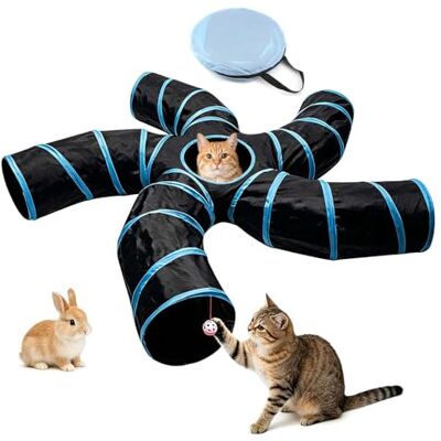 Bemodst Tunnel pour chat, 2 voies, 3 voies, 4 voies, 5 voies, pliable, jouet interactif pour petits lapins, chiots, furets, cochons d'Inde (5 voies) Bemodst Tunnel pour chat, 2 voies, 3 voies, 4 voies, 5 voies, pliable, jouet interactif pour petits lapins, chiots, furets, cochons d'Inde (5 voies)