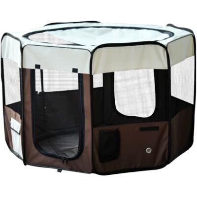 Pawhut Parc Enclos Pliable Octogonale pour Chats Ø117 x 76H cm Beige Marron pour Petits Animaux, Parc à Chat Intérieur, en Tissu Oxford et Acier Pawhut Parc Enclos Pliable Octogonale pour Chats Ø117 x 76H cm Beige Marron pour Petits Animaux, Parc à Chat Intérieur, en Tissu Oxford et Acier