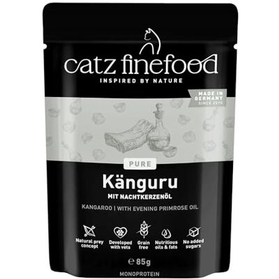 Catz finefood Purrrr Kangouru Lot de 16 sachets de 85 g de nourriture humide pour chats sensibles à la nutrition Monoprotéine N° 107 Catz finefood Purrrr Kangouru Lot de 16 sachets de 85 g de nourriture humide pour chats sensibles à la nutrition Monoprotéine N° 107