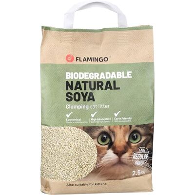 FLAMINGO litière pour Chats Soja Granulés Fins agglomérant 2,5KG pour 6 semaines 100% Naturel et biodégradable Absorbe Rapidement FLAMINGO litière pour Chats Soja Granulés Fins agglomérant 2,5KG pour 6 semaines 100% Naturel et biodégradable Absorbe Rapidement