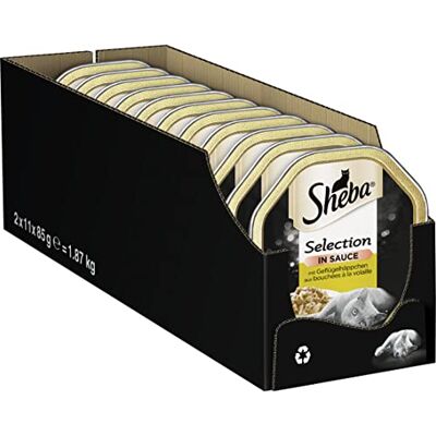 Sheba Lot de 22 barquettes de nourriture en sauce pour chat (2 x 11 x 85 g) Sheba Lot de 22 barquettes de nourriture en sauce pour chat (2 x 11 x 85 g)