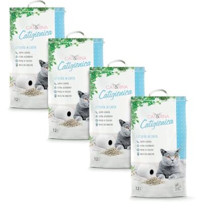 CAT&RINA Bac à litière pour chat en papier de 12 l. Litière pour chat extra absorbante en papier. Se débarrasse dans le bio ou les toilettes. Sable chat sans poussière et super léger CAT&RINA Bac à litière pour chat en papier de 12 l. Litière pour chat extra absorbante en papier. Se débarrasse dans le bio ou les toilettes. Sable chat sans poussière et super léger