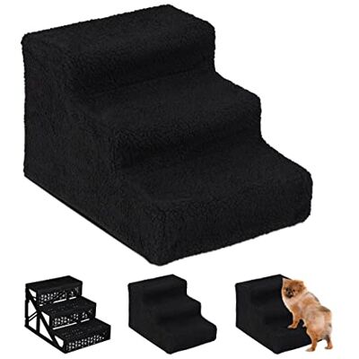 Relaxdays Escalier pour chien 3 marches, petits & grands chiens, noir lit & canapé, tissu, 30x35x45 cm Relaxdays Escalier pour chien 3 marches, petits & grands chiens, noir lit & canapé, tissu, 30x35x45 cm