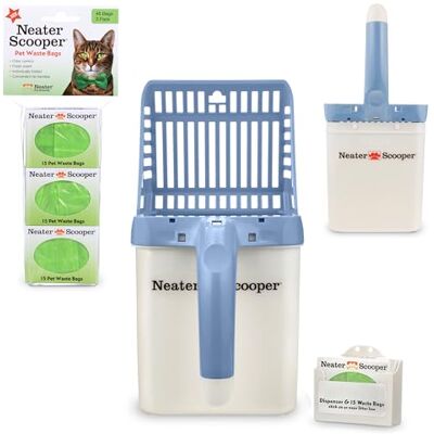 Neater Pet Brands Neater Scooper Pelle à litière pour chat et lot de 60 sacs de recharge – Système de pelle à litière pour chat avec sacs à déchets supplémentaires, bleu Neater Pet Brands Neater Scooper Pelle à litière pour chat et lot de 60 sacs de recharge – Système de pelle à litière pour chat avec sacs à déchets supplémentaires, bleu