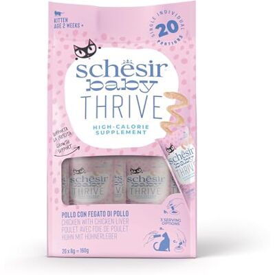 Schesir Baby Thrive au poulet, nourriture humide complémentaire pour chatons (20 enveloppes de 8 g) Schesir Baby Thrive au poulet, nourriture humide complémentaire pour chatons (20 enveloppes de 8 g)