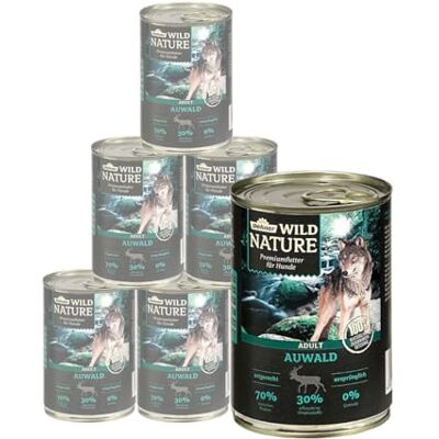 Dehner Wild Nature Auwald Lot de 6 boîtes de 400 g de nourriture humide pour chiens adultes, volaille/gibier, sans céréales/sans sucre, pour chiens adultes, volaille/gibier (2,4 kg) Dehner Wild Nature Auwald Lot de 6 boîtes de 400 g de nourriture humide pour chiens adultes, volaille/gibier, sans céréales/sans sucre, pour chiens adultes, volaille/gibier (2,4 kg)