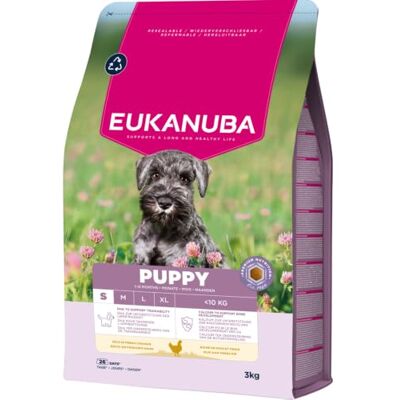 Eukanuba Nourriture pour Chiots au Poulet Frais pour Petites Races, Nourriture sèche Premium pour Chiens Juniors, 3 kg Eukanuba Nourriture pour Chiots au Poulet Frais pour Petites Races, Nourriture sèche Premium pour Chiens Juniors, 3 kg