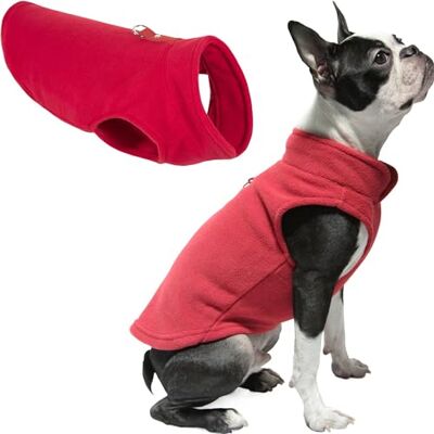 GOOBY Gilet en polaire pour chien – Rouge – Taille M – Pull chaud en polaire avec laisse à joint torique – Manteau d'hiver pour petit chien – Vêtements pour chien par temps froid pour petit chien garçon ou fille GOOBY Gilet en polaire pour chien – Rouge – Taille M – Pull chaud en polaire avec laisse à joint torique – Manteau d'hiver pour petit chien – Vêtements pour chien par temps froid pour petit chien garçon ou fille