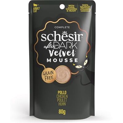 Schesir After Dark, Goût de poulet en Mousse, Nourriture humide complète pour chats adultes (enveloppes 12 x 80 g) Schesir After Dark, Goût de poulet en Mousse, Nourriture humide complète pour chats adultes (enveloppes 12 x 80 g)